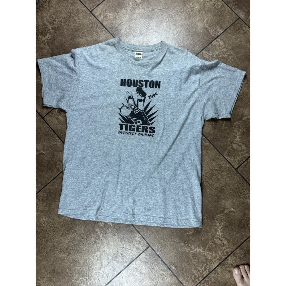 VTG Fruit Of The Loom 2004 Houston Tigers HS Football T-shirt XL District Champs
